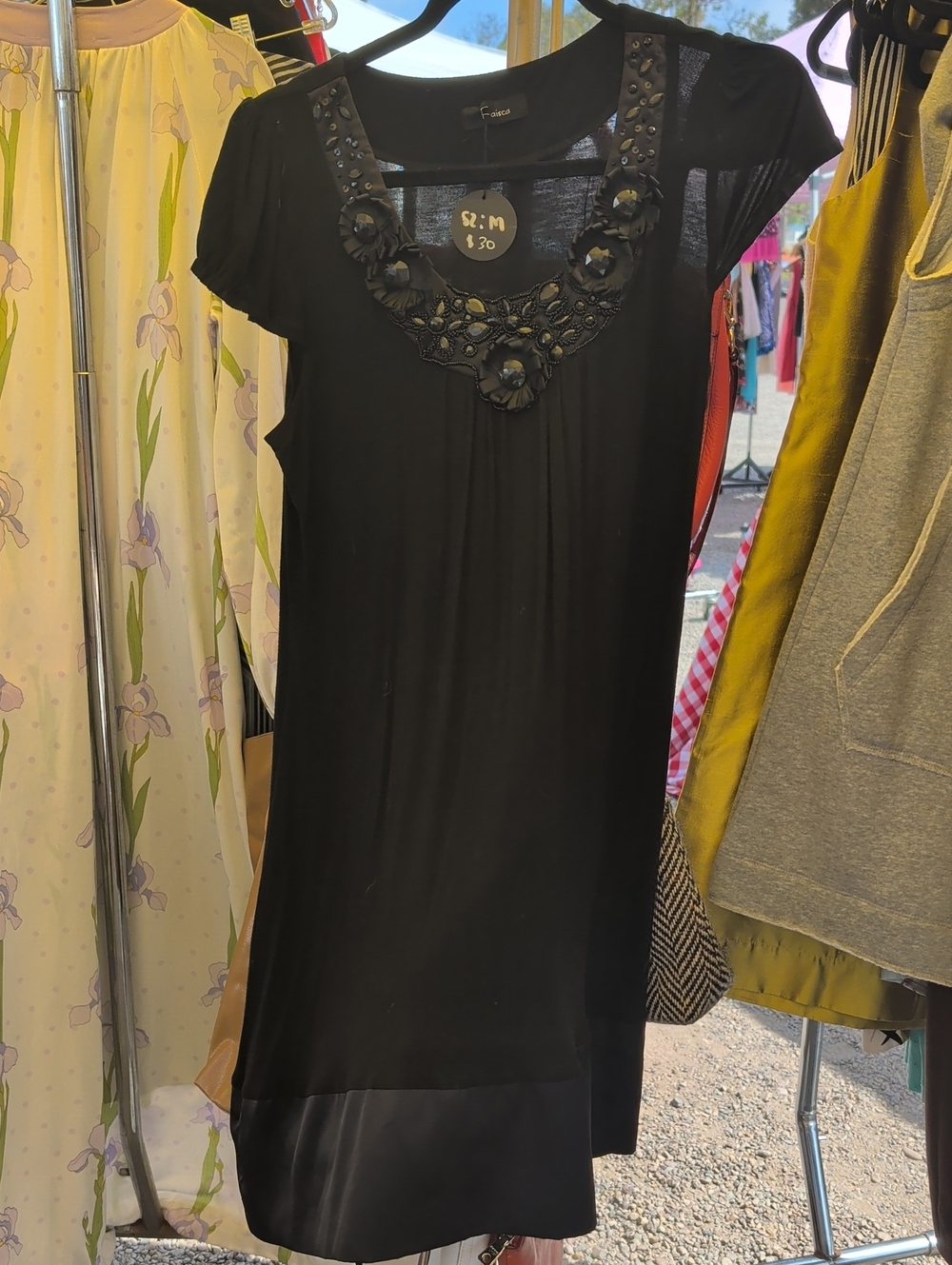 Black Embellished Short Sleeve Women's Top - Unbranded